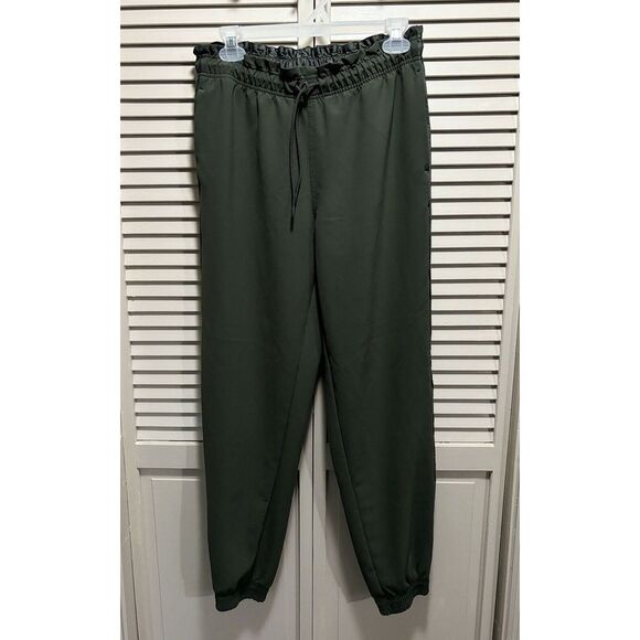 Athleta Pants - Athleta Metropolis Olive Green Jogger Elastic Hem & Waist Ruffle Tie Size 4T